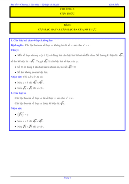 các dạng bài tập căn thức toán 9 cánh diều