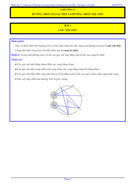 các dạng bài tập đường tròn ngoại tiếp và đường tròn nội tiếp toán 9 knttvcs