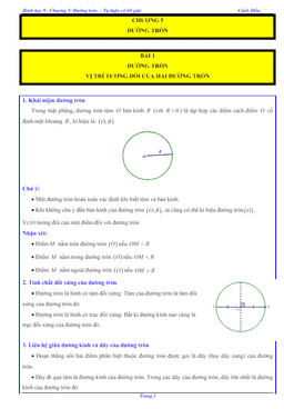 các dạng bài tập đường tròn toán 9 cánh diều