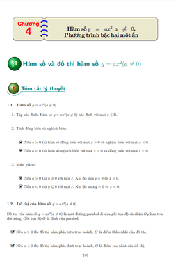 các dạng bài tập hàm số y = ax2 (a khác 0), phương trình bậc hai một ẩn