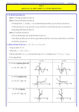 các dạng bài tập khảo sát sự biến thiên và vẽ đồ thị của hàm số toán 12 cánh diều