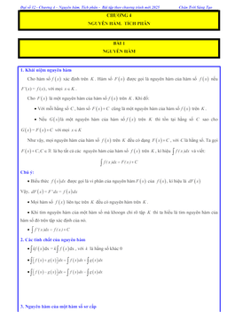 các dạng bài tập nguyên hàm toán 12 ctst