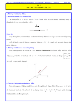 các dạng bài tập phương trình đường thẳng toán 12 cánh diều