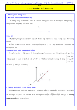 các dạng bài tập phương trình đường thẳng trong không gian toán 12 knttvcs