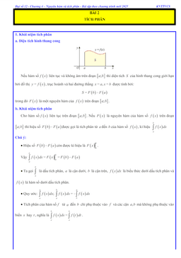 các dạng bài tập tích phân toán 12 knttvcs