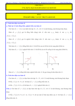các dạng bài tập tính đơn điệu và cực trị của hàm số toán 12 ctst