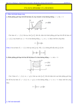 các dạng bài tập ứng dụng hình học của tích phân toán 12 knttvcs