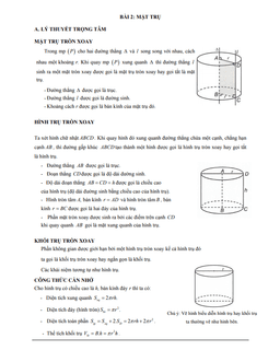 các dạng bài tập vdc mặt trụ, hình trụ và khối trụ