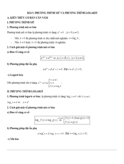 các dạng bài tập vdc phương trình mũ và phương trình lôgarit