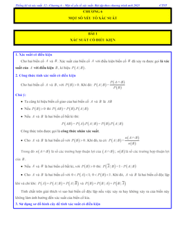 các dạng bài tập xác suất có điều kiện toán 12 ctst