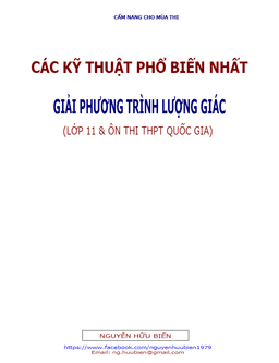 các kỹ thuật phổ biến nhất giải phương trình lượng giác – nguyễn hữu biển