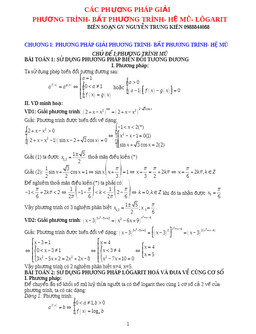 các phương pháp giải pt – bpt – hpt mũ và logarit – nguyễn trung kiên