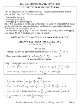 các phương pháp tìm nguyên hàm – nguyễn đình sỹ