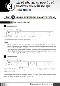 các số đặc trưng đo mức độ phân tán của mẫu số liệu ghép nhóm toán 12 chương trình mới