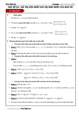 chủ đề giá trị lớn nhất và giá trị nhỏ nhất của hàm số ôn thi tốt nghiệp thpt môn toán