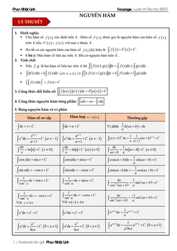chủ đề nguyên hàm, tích phân và ứng dụng ôn thi tốt nghiệp thpt môn toán