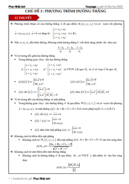 chủ đề phương trình đường thẳng ôn thi tốt nghiệp thpt môn toán