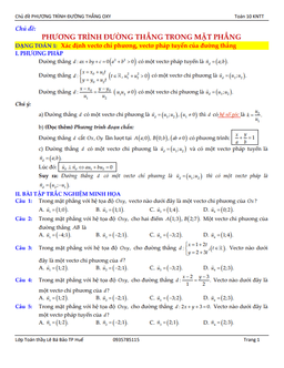 chủ đề phương trình đường thẳng trong mặt phẳng toán 10 knttvcs