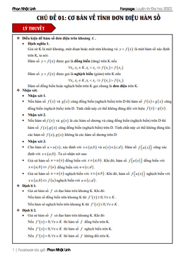 chủ đề tính đơn điệu của hàm số ôn thi tốt nghiệp thpt môn toán