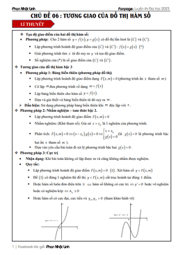 chủ đề tương giao của đồ thị hàm số ôn thi tốt nghiệp thpt môn toán