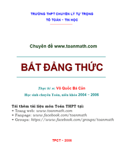 chuyên đề bất đẳng thức – võ quốc bá cẩn