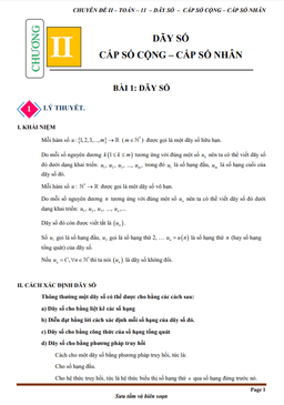 chuyên đề dãy số, cấp số cộng và cấp số nhân toán 11 cánh diều