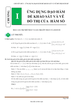 chuyên đề giá trị lớn nhất và giá trị nhỏ nhất của hàm số từ cơ bản đến nâng cao