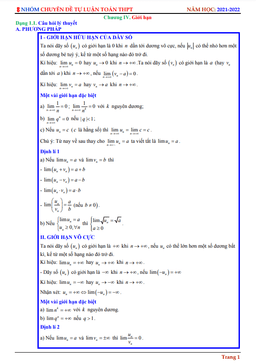chuyên đề giới hạn của dãy số, giới hạn của hàm số và hàm số liên tục