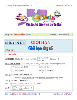 chuyên đề giới hạn của dãy số – huỳnh ái hằng