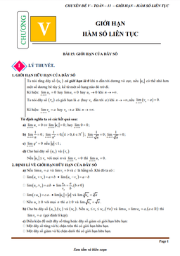 chuyên đề giới hạn, hàm số liên tục toán 11 knttvcs