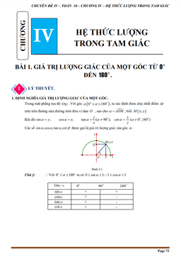 chuyên đề hệ thức lượng trong tam giác toán 10 chân trời sáng tạo