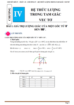 chuyên đề hệ thức lượng trong tam giác, vectơ toán 10 cánh diều