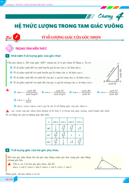 chuyên đề hệ thức lượng trong tam giác vuông toán 9 chân trời sáng tạo