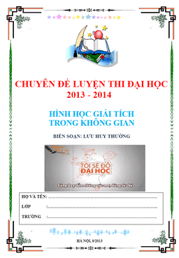 chuyên đề hình học giải tích không gian – lưu huy thưởng