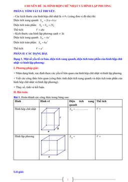 chuyên đề hình hộp chữ nhật và hình lập phương toán 7