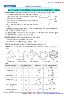 chuyên đề khối đa diện và thể tích khối đa diện ôn thi thpt 2021 – nguyễn bảo vương