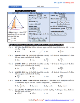 chuyên đề mặt cầu, mặt trụ, mặt nón ôn thi thpt 2021 – nguyễn bảo vương