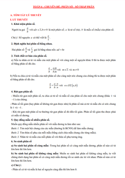 chuyên đề phân số và số thập phân theo chương trình sgk toán 6 mới