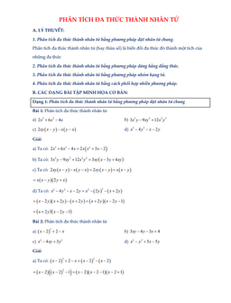 chuyên đề phân tích đa thức thành nhân tử