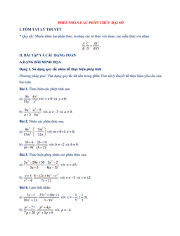 chuyên đề phép nhân các phân thức đại số