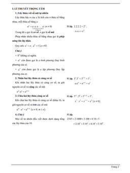 chuyên đề phép nhân và phép chia hai lũy thừa cùng cơ số