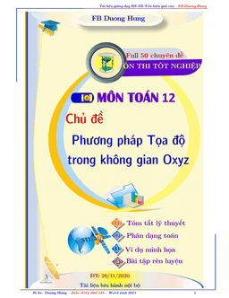 chuyên đề phương pháp tọa độ trong không gian dành cho học sinh tb – yếu – dương minh hùng