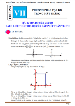 chuyên đề phương pháp tọa độ trong mặt phẳng toán 10 cánh diều