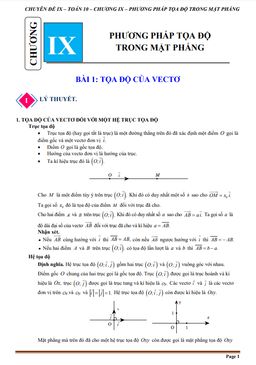 chuyên đề phương pháp tọa độ trong mặt phẳng toán 10 chân trời sáng tạo