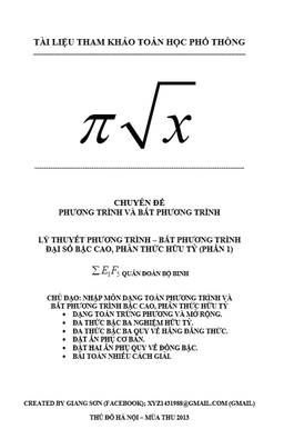 chuyên đề phương trình – bất phương trình bậc cao và phân thức hữu tỉ – giang sơn
