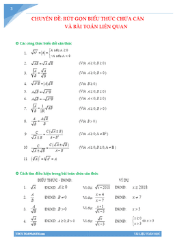 chuyên đề rút gọn biểu thức chứa căn và bài toán liên quan