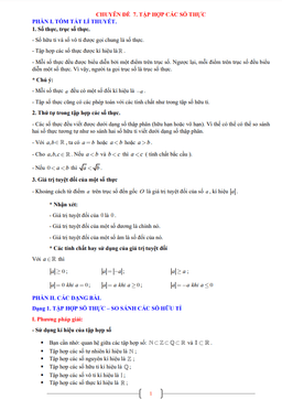 chuyên đề tập hợp các số thực toán 7