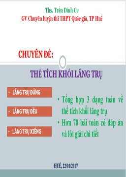 chuyên đề thể tích khối lăng trụ – trần đình cư