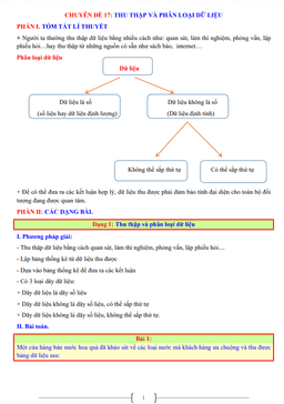 chuyên đề thu thập và phân loại dữ liệu toán 7