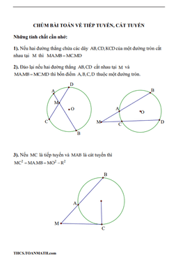 chuyên đề tiếp tuyến, cát tuyến ôn thi vào lớp 10